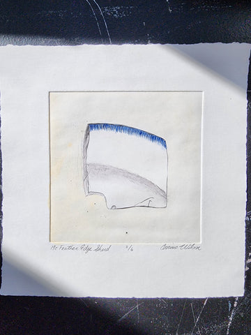 "19c. Feather Edge Sherd" Drypoint Print with Watercolor by Corrine Wilson