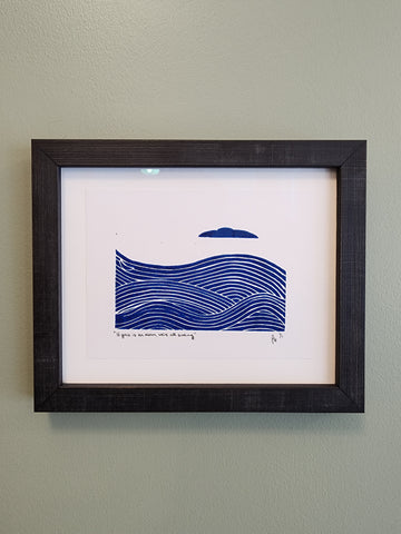 "If grace is an ocean, we're all sinking" Relief Print by Lisa Bledsoe