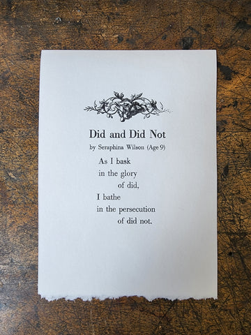 Did and Did Not by Seraphina Wilson